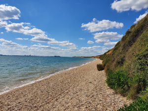Meon Shore on the Naturist Beach Guide on Great British Naturism web site